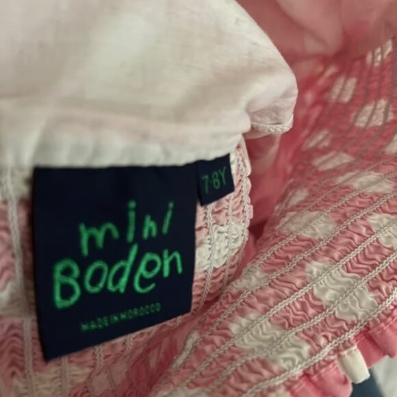 Mini Boden Pink & White Polka Dot Girls Halter Dress - Picture 4 of 4